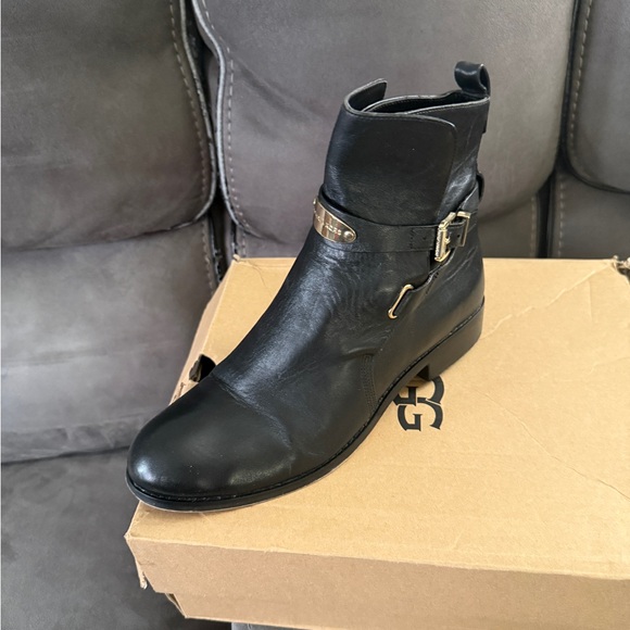 Michael Kors Black Ankle Boots with Silver Buckle - Picture 1 of 4